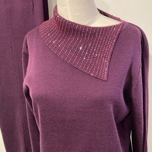 Adrianna Papell beaded evening sweater set M
